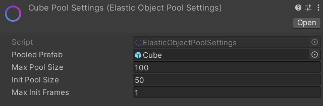Elastic Object Pool Settings Asset