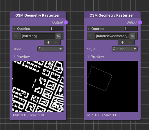 OSM geometry rasterizer with different queries