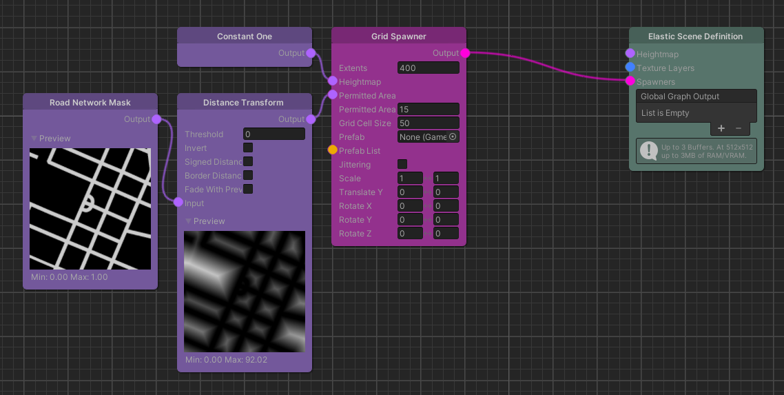 Spawning setup that uses the Distance Transform as the permitted area.