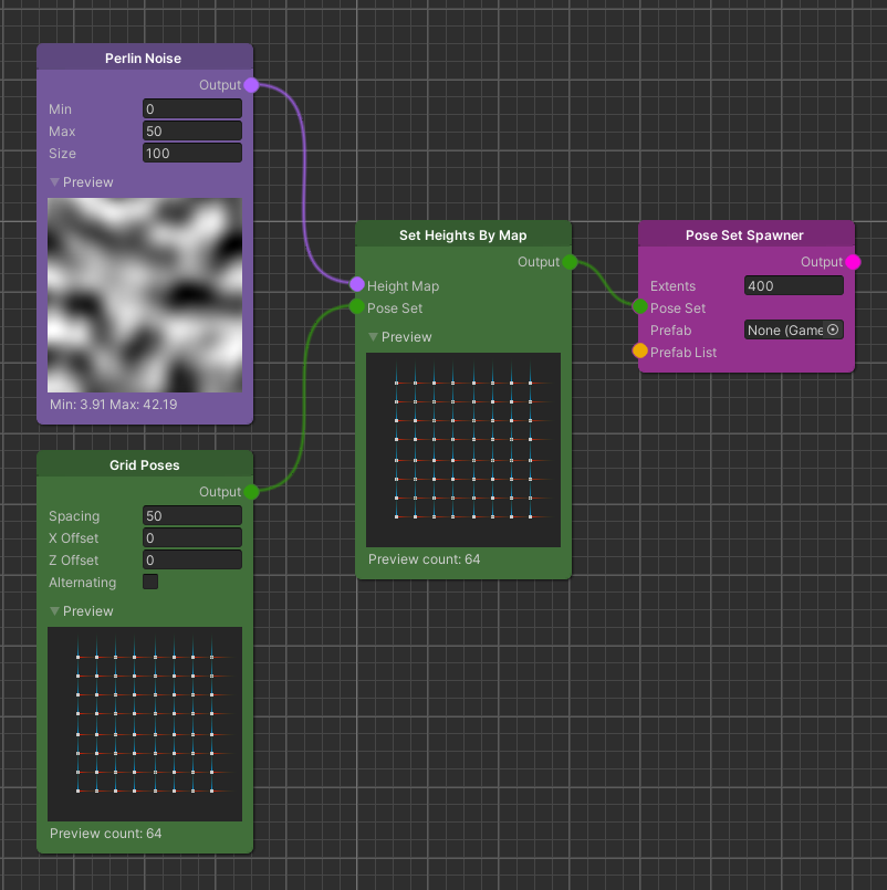 Set Heights by Map on grid poses from Perlin noise